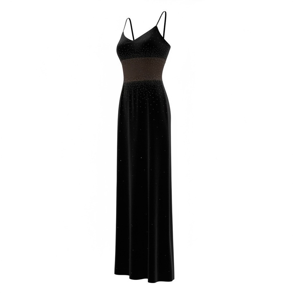 Y2K Cache Maxi Dress Brown Velvet Beaded Fairy Grunge Goth Witchy Sz 6 - Picture 2 of 15